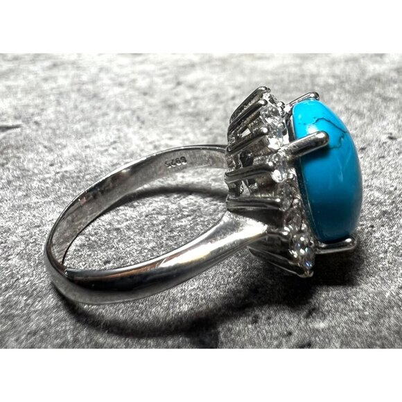 Turquoise stone ring on 925 sterling silver, size 6 - Picture 7 of 8